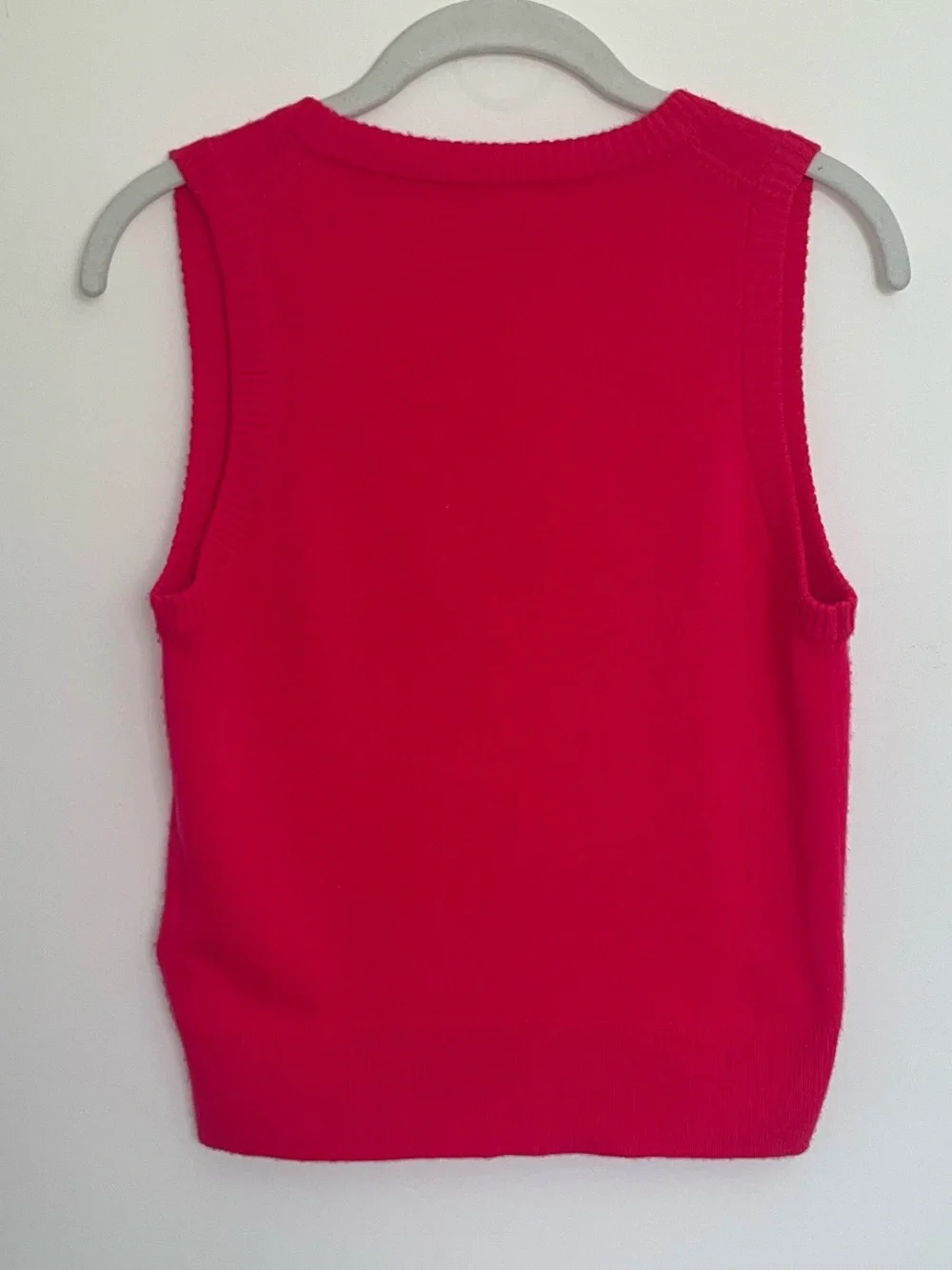 J.Crew 100% Cashmere V-Neck Sweater Vest Bright Pink Neon Berry XS Preppy